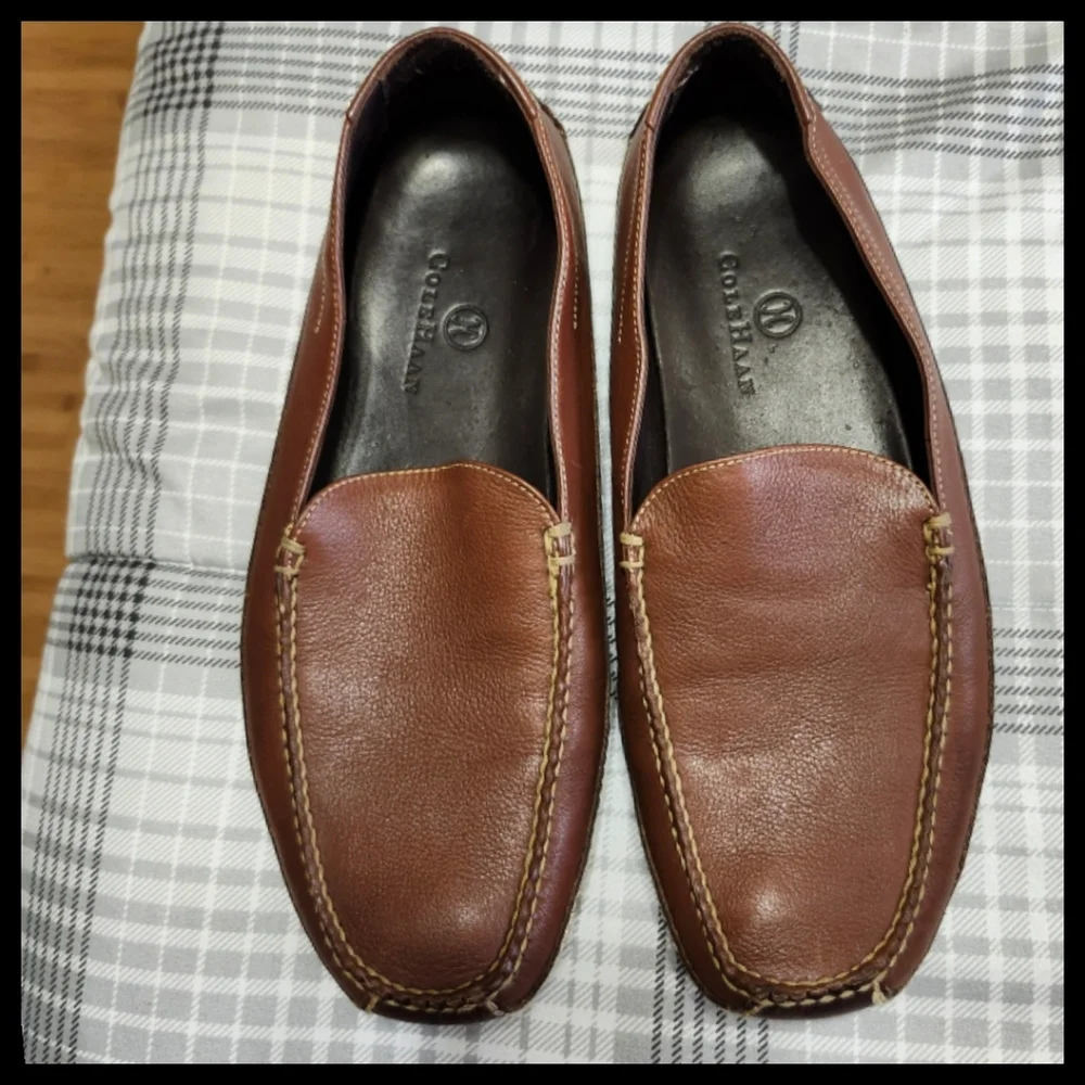Cole Hann Venetian Dress Shoes Loafers Brown Leather Slip-On Size 11 M●